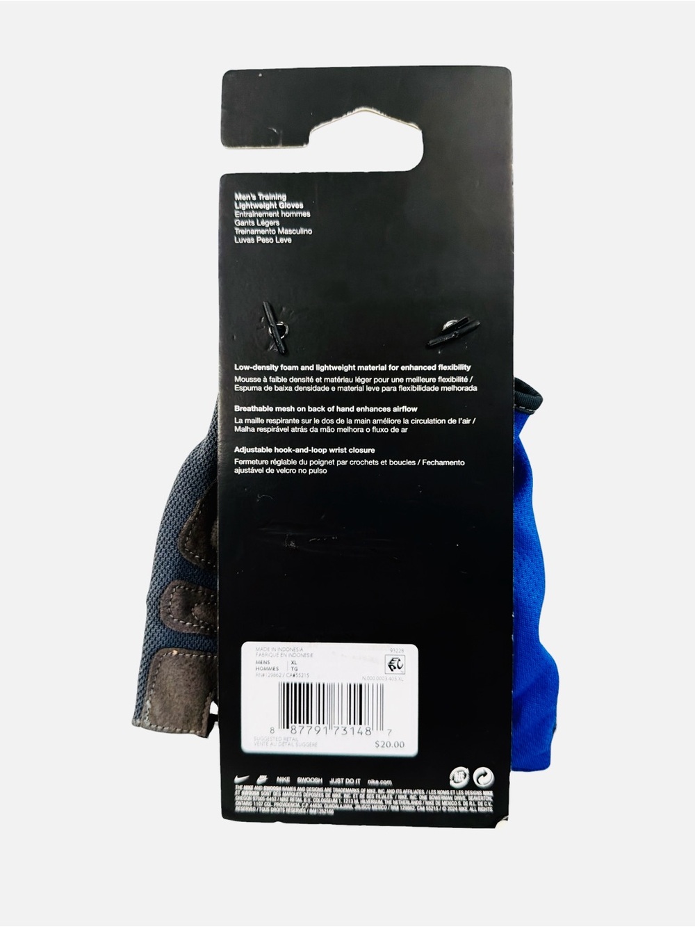Nike Men's Essential Fitness Gloves, Game Royal/Anthracite/White Size XL - Picture 6 of 7